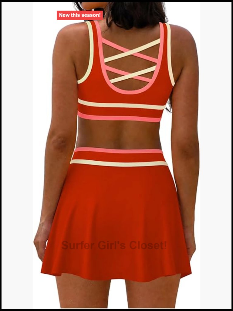 3 Piece High Waisted Bikini Set With Skirt Tummy Control Bathing Suit